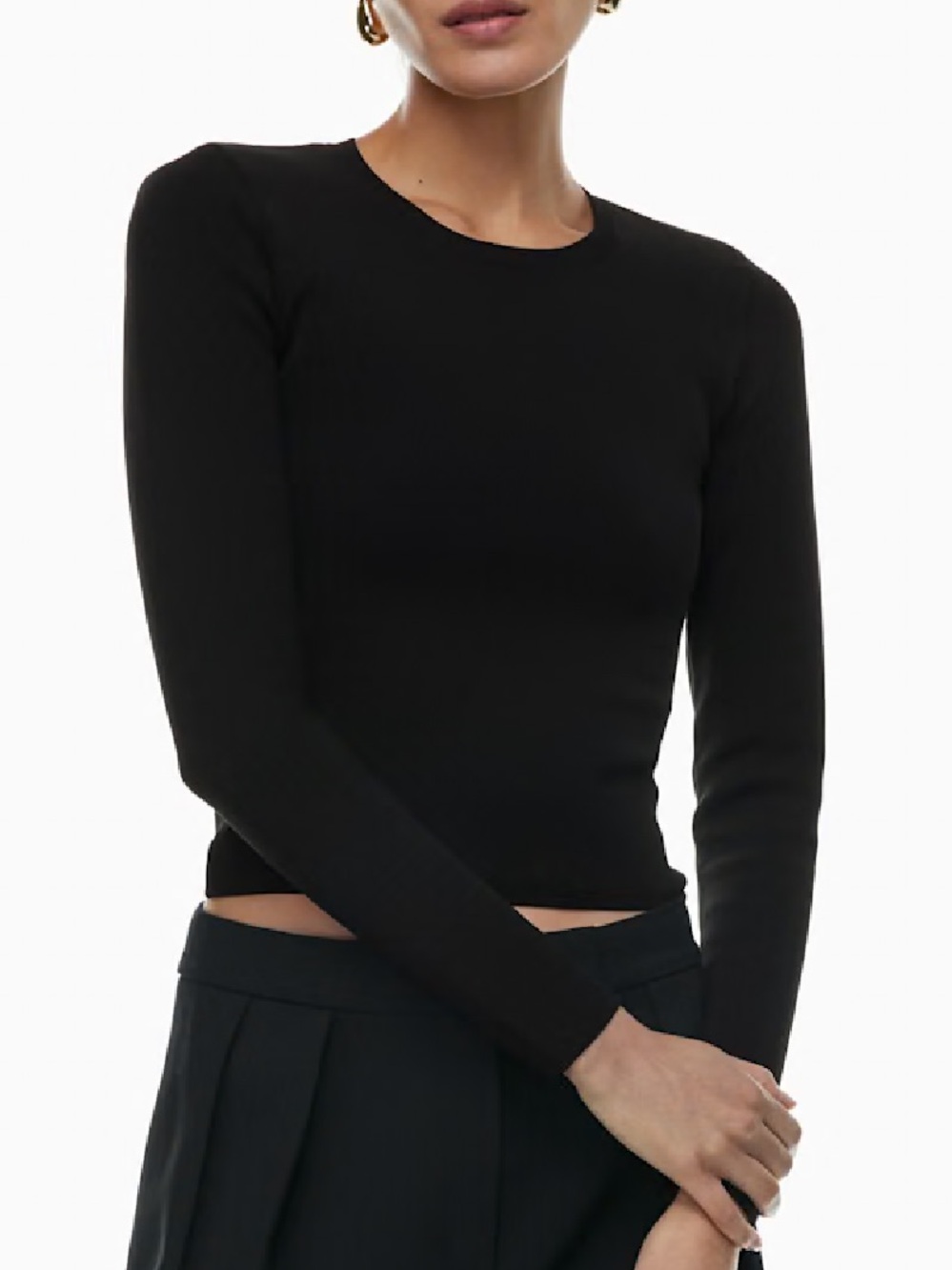 Aritzia Babaton - Sculpt Knit Crew Longsleeve Shirt. Top. Size Small. Black